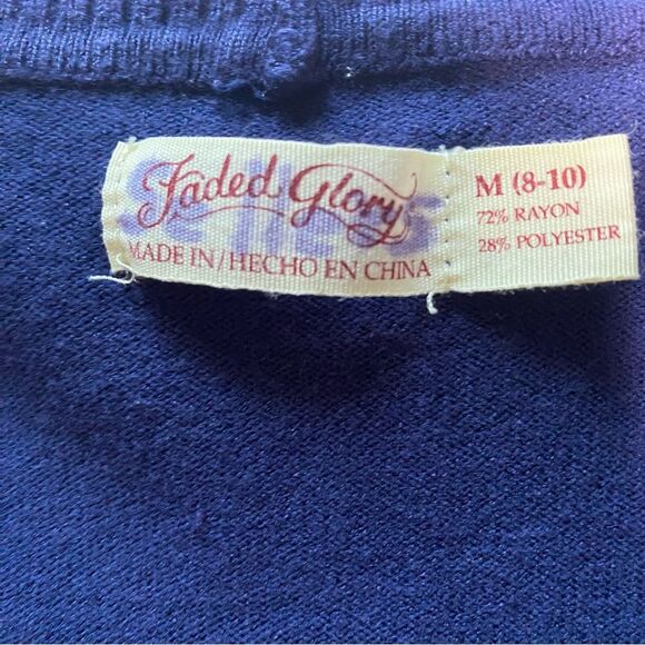 Vintage FADED GLORY Cardigan Sweater Open Front 3/4 Sleeve Womens M Navy Blue - Picture 3 of 11